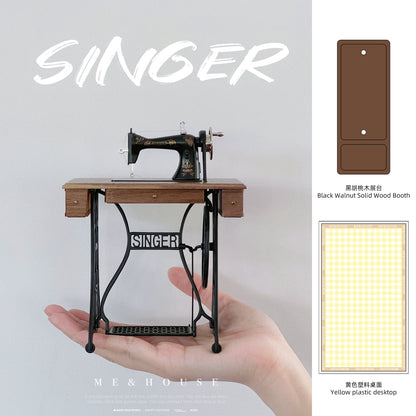 1/6 Scale Vintage Sewing Machine with Table – Miniature Dollhouse Furniture for BJD & Blythe