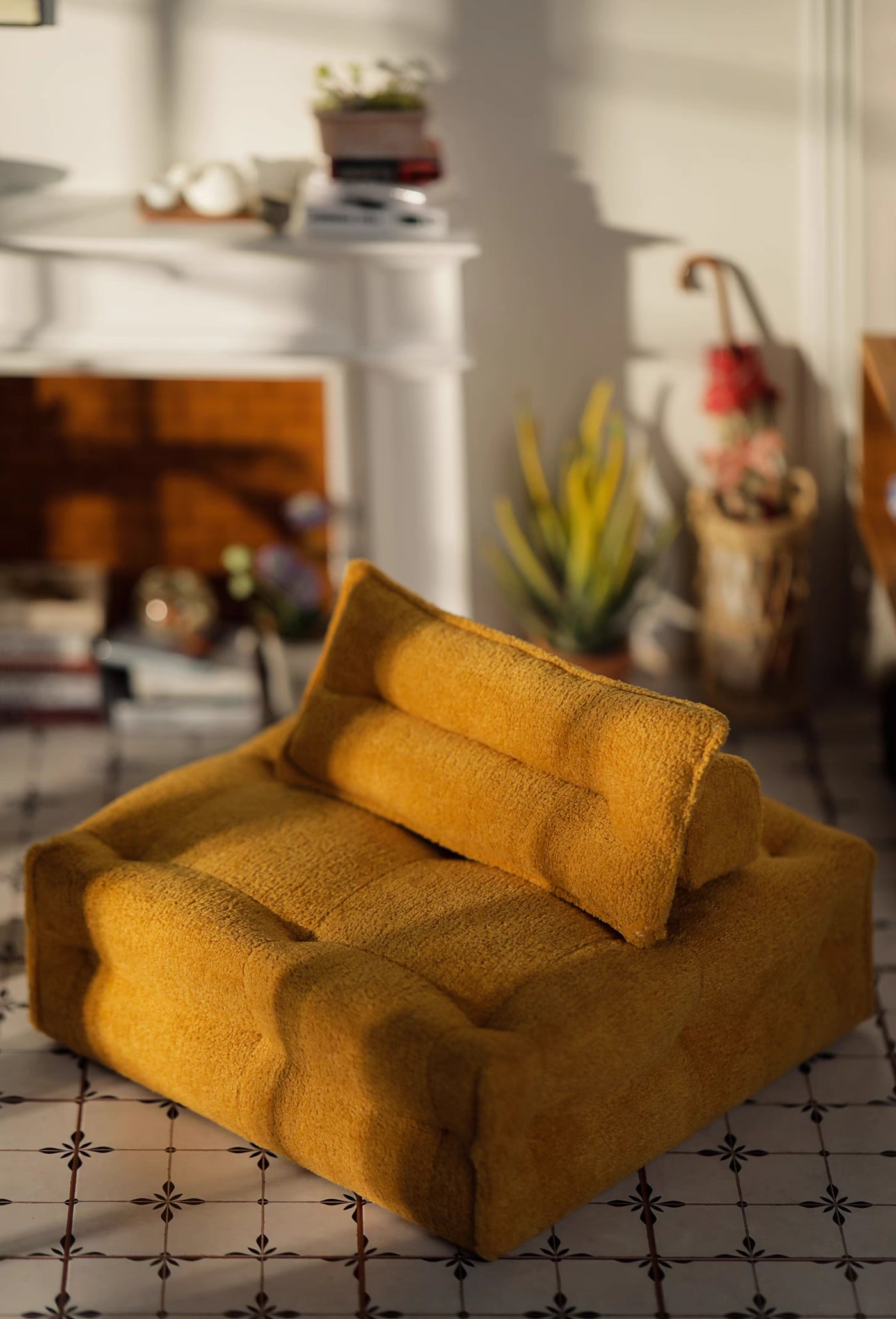 1/6 Scale Modern Cube Sofa for Dolls | Miniature Couch | White, Yellow, Grey