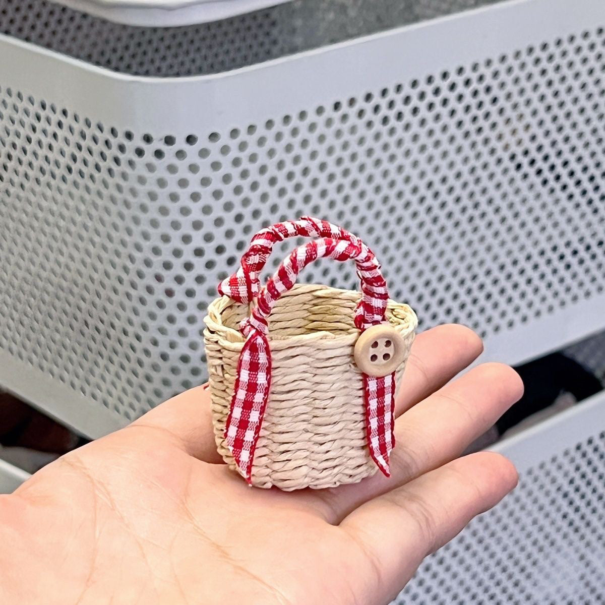 1/6 Scale Wicker Doll Basket & Bag | Picnic Basket | Summer Doll Accessories