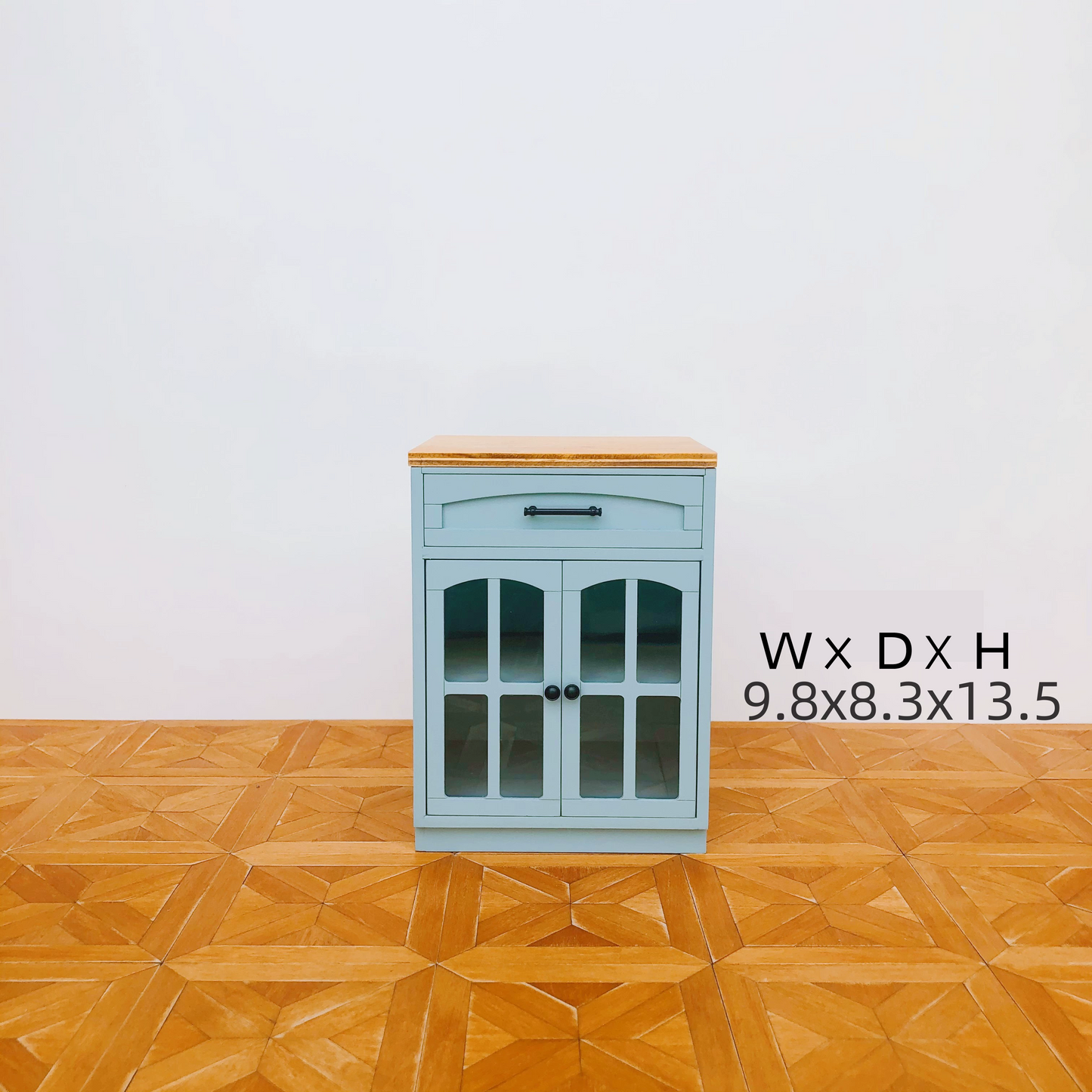 1/6スケール ドールハウス キッチン家具セット – 9ピース モジュラーキャビネット（ホワイト＆ヴィンテージブルー） | BJD＆ブライス ミニチュアキッチン