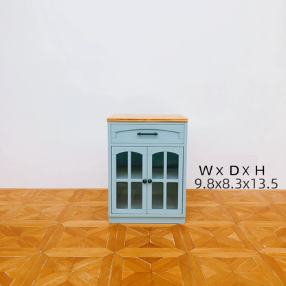 1/6スケール ドールハウス キッチン家具セット – 9ピース モジュラーキャビネット（ホワイト＆ヴィンテージブルー） | BJD＆ブライス ミニチュアキッチン