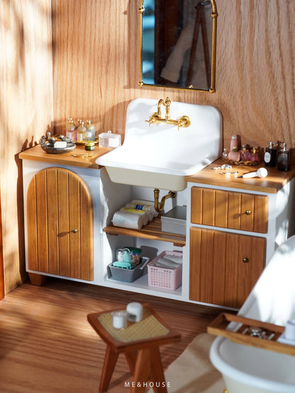 1/6 Scale Vintage Sink & Faucet – Miniature Kitchen/Bathroom Dollhouse Furniture | Separate Accessories for BJD & Blythe