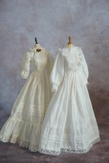 Made-to-Order 1/6 Scale Vintage White Doll Dress | 2 Designs | Off-White & Pure White