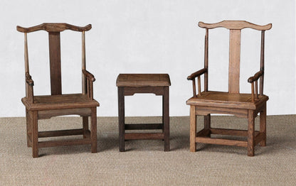 1/6スケール 中国アンティーク 太子椅子セット 椅子2脚とサイドテーブル1台｜ BJD＆ブライス用 シノワズリスタイル ドールハウス家具｜ヴィンテージ＆エレガントな雰囲気