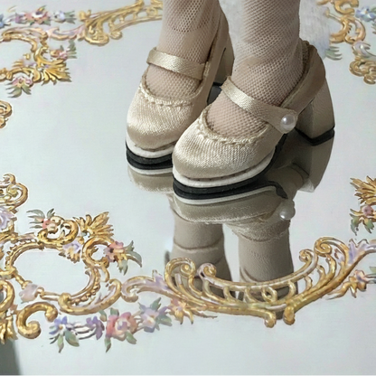Chunky Heel Mary Jane Doll Shoes – Satin & Leather Options | Multi-Color | Fits Blythe, Licca, Azone, Momoko, FR & Obitsu 22/24
