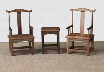 1/6 Scale Chinese Antique Style Table  Chair Set – 1 Table + 2 Chairs｜ Chinoiserie Style Dollhouse Furniture for dolls