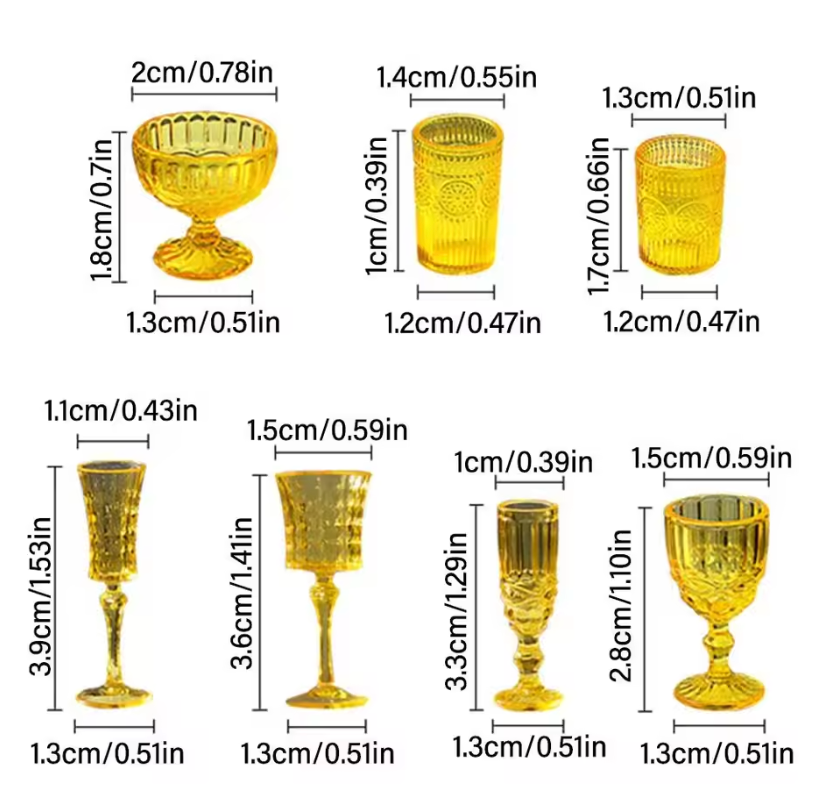 1/6スケール ミニチュアドールハウス ドリンクウェアセット ワイン＆シャンパングラス 7個 | BJD、ブライス、ファッションドール用小道具