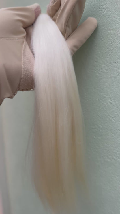 ドール用高光沢モヘア｜ホワイト  ストレートタイプ  25-30cm