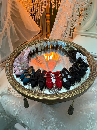 Satin high-heel doll shoes with a ribbon back, available in multiple colors, for Blythe, Licca, Azone, Momoko, Poppy Parker, FR and Obitsu 22/24.