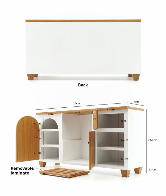 1:6 Mini Model Doll House Furniture Accessories Solid Wood Cupboard Kitchen Sink Side Cabinet Bjd Blyth Soldier Lol Decor Props