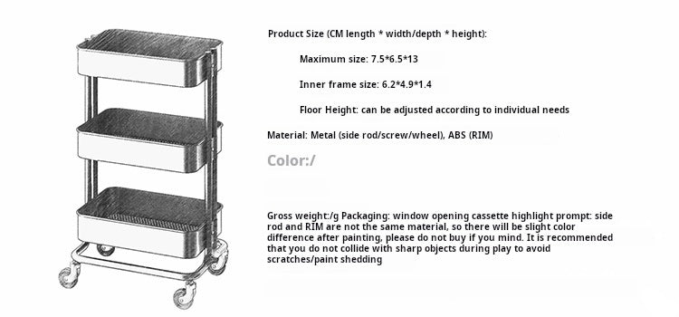 1/6 Scale Miniature Dollhouse Trolley & Storage Rack | Furniture for Blythe, BJD & Fashion Dolls