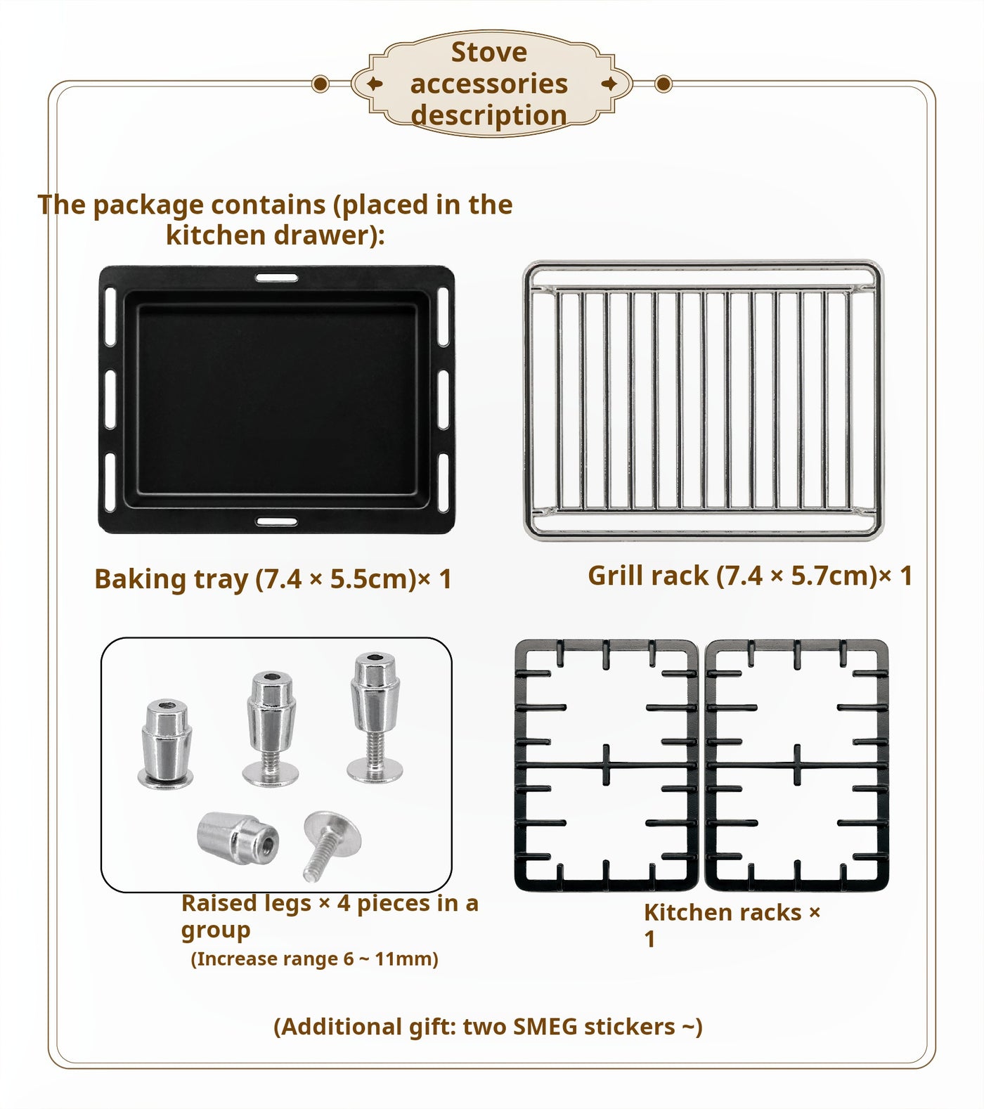 1/6 Doll House Model Furniture Accessories Mini Model Stove and Range HoodRange Hood & Light-Up Oven
