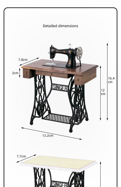 1/6 Scale Vintage Sewing Machine with Table – Miniature Dollhouse Furniture for BJD & Blythe