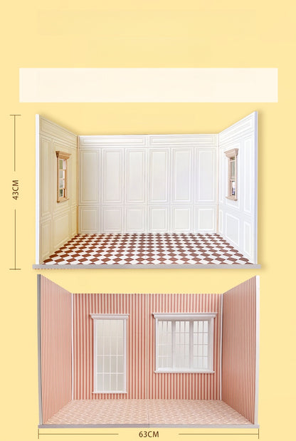 1/6スケールドールハウス用壁紙 - 防水素材 | BJD＆ブライス用DIYミニチュア壁飾り