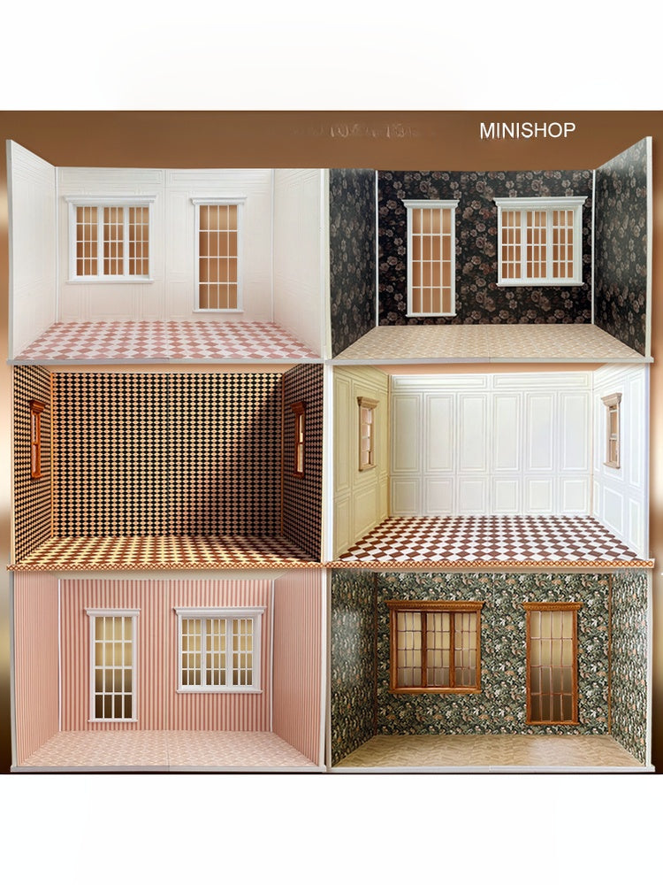 1/6スケールドールハウス用壁紙 - 防水素材 | BJD＆ブライス用DIYミニチュア壁飾り