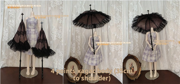 Handmade BJD doll style antique umbrella with Gothic style that can be opened and closed. Umbrella for 1/3 doll and 1/4 doll